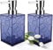 2 Pack Hand Soap Dispenser Set, Clear Acrylic Plastic Liquid Pump Bottles Refillable Lotion Dispenser for Bathroom Decor Kitchen College Dorm (Blue)