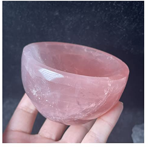 IDUTQUMW 1pcs Natural Rose Crystal Carved Crystal Decorative Bowl Home Goods