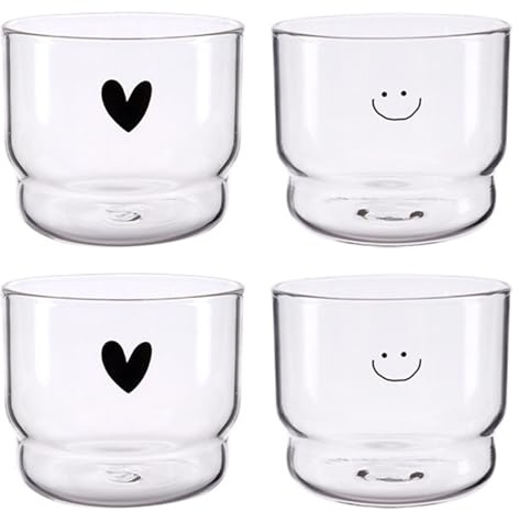 Greyoe Dessertgläser, Teelichtgläser, 4 Stück Transparent Dessertbecher Runde Pudding Glasflasche Mini Saft Trinkbecher Hochtemperaturbeständig für Dessert Eisgetränke