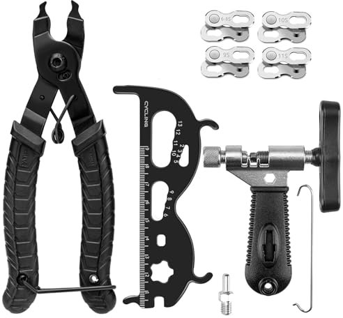 Leylve Kettennieter Fahrrad, Kettenzange, Kettenmesslehre, Kettenschloss Zange und Fahrradketten Nieten, Fahrrad Werkzeug, Fahrradkette Reparatur Set für 6-12 Fach Fahrradkette Werkzeug