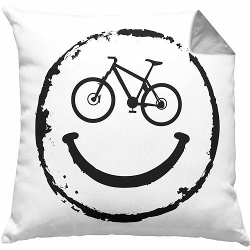 Trendation Bike Kissen mit Füllung 40x40 Fahrrad Rad Geschenk Rennrad Lächeln Geschenkidee (Grau)