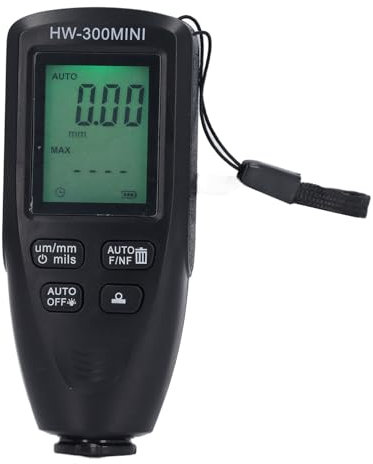 Lackdickenmessgerät für Autos, Digitales Lackdickenmessgerät mit Hochpräzisem LCD Display mit Hintergrundbeleuchtung, Bereich 0 Bis 2000 µm, Messung der Lackdicke Im (BLACK)