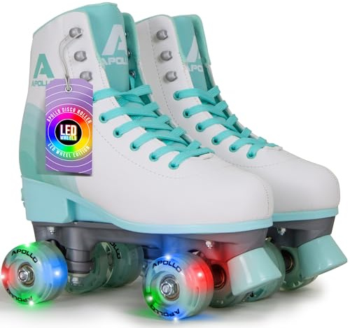 Apollo Disco Roller Rollschuhe Kinder & Damen, verstellbar Gr. 31-42 | Klassische Rollerskates für Mädchen, Kinder & Damen: Disco Roller, Roller Skates, mitwachsend Gr. 31-42