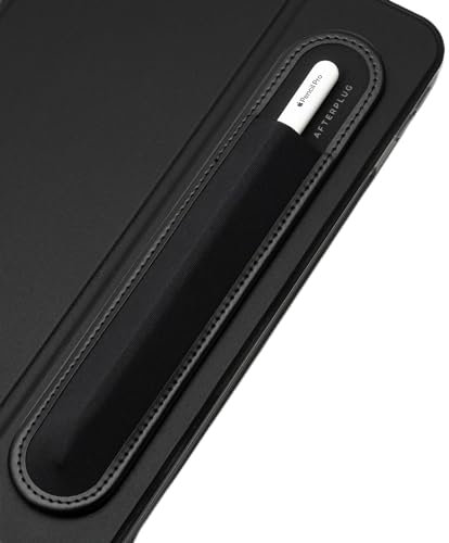 Afterplug Stylus-Halter für Apple Pencil 1. & 2., USB-C, Pro und Slim Stylus, reißfeste elastische Hülle, Mikrofaser-Basis und 3M-Kleber zur Befestigung an iPad- und Tablet-Hüllen, Schwarz
