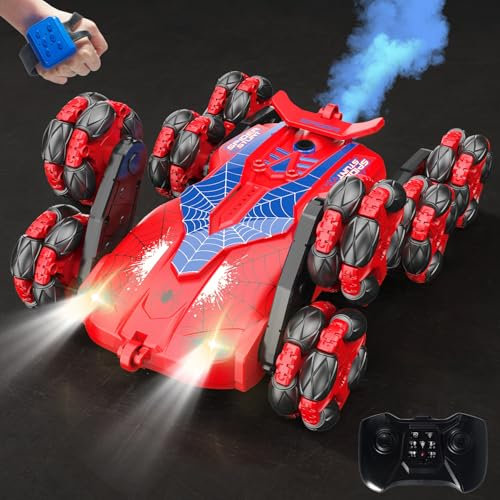 Ferngesteuertes Auto ab 8 Jahre, 2,4 GHz RC Spider Auto mit Handsteuerung, 8WD Auto mit Fernbedienung, RC Stunt Drift Car mit LED Licht und Spray, Spider Spielzeug ab 4 5 6 7 8 9 10 Jahre Jungen Man