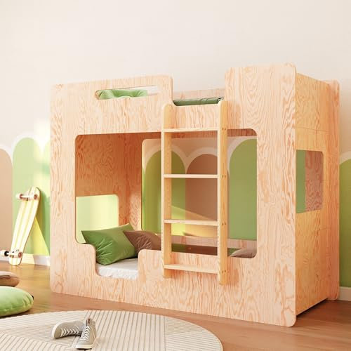 smartwood Letto a Castello per Bambini 90x200 - Legno - Scala Destra - Letto Bambino per Ragazzi & Ragazze con Rete a Doghe & Sponda - Mimi BP - Portata Massima 230 kg