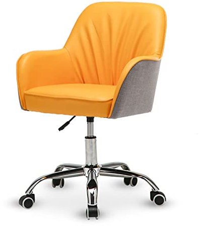 TONZN Schreibtischstuhl für das Homeoffice, höhenverstellbar, 360° drehbar, Computerstuhl mit Ledersitz, ergonomischer Schreibtischstuhl für Erwachsene, Blau (43–53 cm), Grau (Gelb)