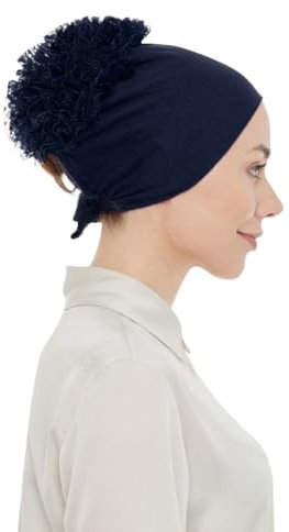 ihvan online Hijab Kappe, Kopftuch, Volumizing Anti Rutsch Kopftücher Unterkappe für Frauen, Bone mit Rückbindung, Dunkelblau