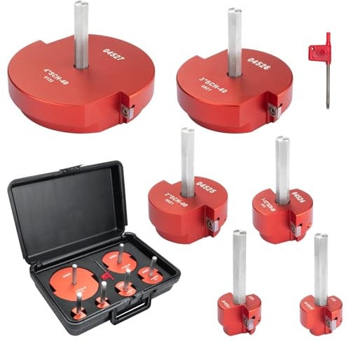 DEEFIINE 6Pcs PVC Pipe Reamer with 2 Square Carbide Insert, 3/4inch, 1inch, 1-1/2inch, 2inch, 3inch, 4inch Head Aluminum, PVC Fitting Saver, PVC Socket Saver for SCH40 PVC, ABS PVC Pipe, CPVC