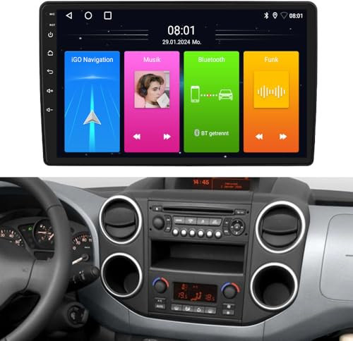 9 Zoll HD Auto Radio Autospieler GPS Navigation Carplay/Android Radio Autoradio, Ersatz für to-yota Proace City Verso/Citroen Berlingo Van B9 Mk2/Opel Combo/Limousine X19/Peu-geot Partner Tepe/Rifter