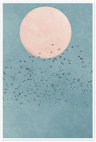Fly Away Poster von KUBISTIKA 40 x 60 cm Türkis Wandbilder Wanddeko
