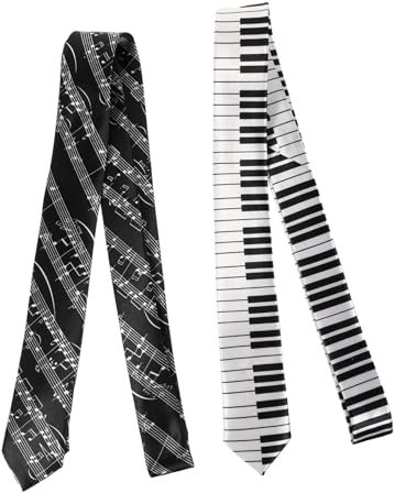 OATIPHO 2Stücke Teiliges Klavier Noten Muster Krawatte für Partys und Feiertage Unisex Krawatten Hochwertigem Material für Themenpartys und Besondere Anlässe