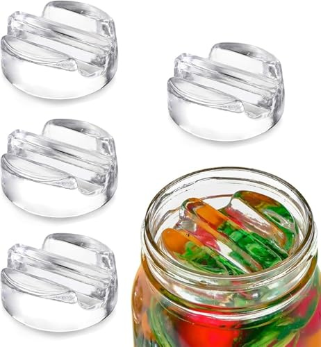 ACTIUSIS Fermentiergewichte, Glas Gewichte zur Fermentation, Gurken Einmachglas Gewicht, Glasgewichte für Gärung mit Breiter Öffnung, Einmachgläser,4 Stück,Ø 7cm(Langer Griff)