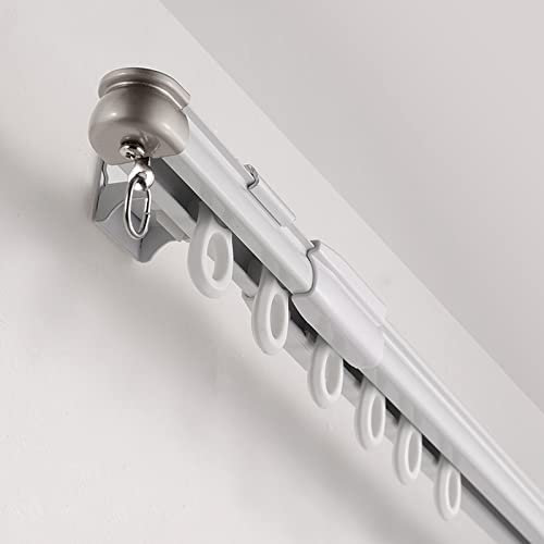 IUokLU Teleskop-Vorhangschiene Wandhalterung für Türrahmen/Pavillon/Wohnmobil/Etagenbett – weiße Raumteilerstange aus Aluminium mit Haken Duschvorhangschiene，1 – 2,5 m