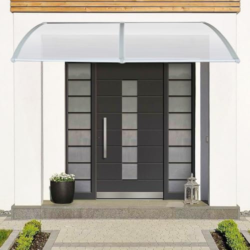 Vordach für Tür und Fenster, Außentür, Terrassentür, Dachmarkise aus Polycarbonat, modern, gegen Regen, UV-Schutz (Weiß, 100 x 200 cm)