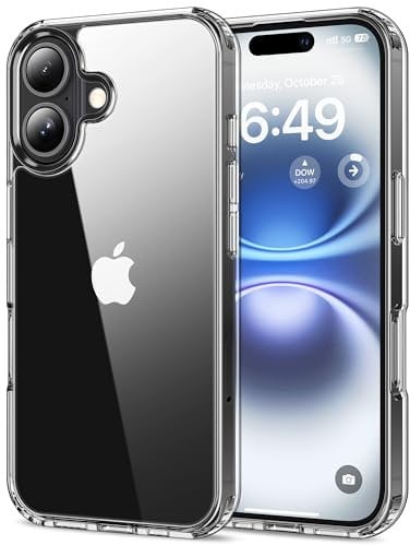 HOOMIL Case for iPhone 16 Plus, Non-Yellowing, Drop Protection, Anti-Scratch Transparent Hard Back Phone Cover - Crystal Clear
