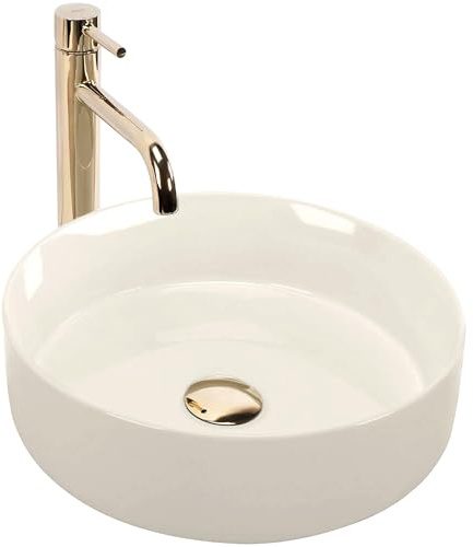 Rea Rundes Keramik-Aufsatzwaschbecken Sami Shiny Round White - 36X36X11,5CM