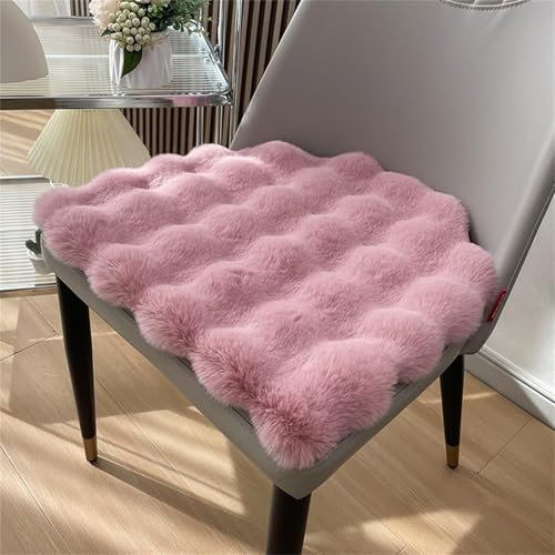 Hava Kolari Faux Lammfell Sitzkissen, Schaffell Sitzauflage Longhair Fell Optik Nachahmung Wolle Sofa Matte Teppich (Rosa,45 * 44cm)