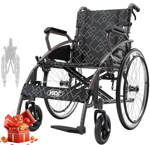 VOCIC Lightweight Folding Wheelchair, Self Propelled, Max 150KG, 60cm Tires