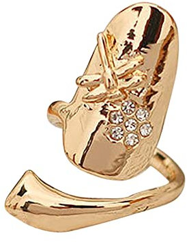 Modischer Persönlichkeit Edelsteinring Voller Bling Iced Out Fingernagelring für Frauen Fingerringe Einzigartiger Fingernagel Schützender Nagelkappen-Abdeckungsring Geschenk Muttertag (Gold, One Size)