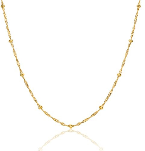 MIORE Schmuck Damen, Collier Kette Damen, Vergoldete Kette Silber 18K Gelbgold Vergoldet, Fantasiekette Frauen, Silberkette 925 ohne Anhänger, Halskette 44 cm, Allergenfrei Handgemacht in Italien