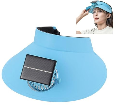 Visor Hat with Solar Fan,Fan Visor Hat Solar Power&USB Charging,Wide-Brimmed Empty Top Sun Hats,3 Speeds