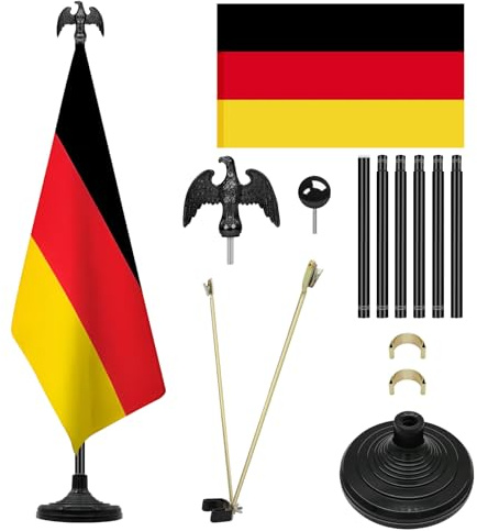 NQ 2,4M Fahnenmast für Innenräume, 8FT Edelstahl Flaggenmast Set Inkl. Adler, Sockel and Flaggen-Spreizer Für Büro, Schule, Unternehmen, Festsaal (Schwarz)