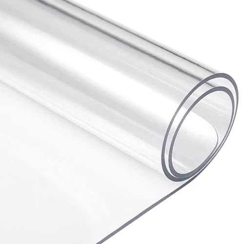 Schreibtischmatte, transparent, 60 x 60 cm, transparent, PVC, Schutzmatte, rutschfest, hitzebeständig, Tischmatte für Computer, Haus