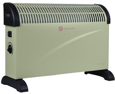 EMtronics 2000W Portable Electric Convector Heater Radiator with 3 Adjustable Heat Settings and Over Heat/Tip Over Cut-Out Function - Sage Green
