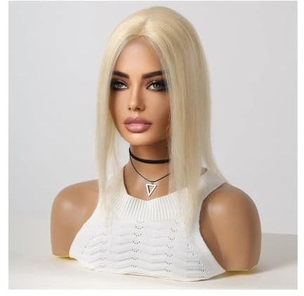 Hellblond, 100% Remy-Echthaar-Topper, Seidenbasis-Haarteile for Frauen mit dünner werdendem Haar, 12 Zoll Echthaar-Topper Mitte Fügt Haarvolumen hinzu