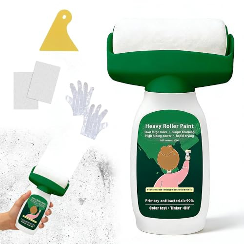 Wxeadu Wandreparatur RollbüRste,500g Wandfarbe Ausbessern Weiß,Ausbesserungsfarbe Weiss Roller, Weiße Farbe zum Ausbessern mit Zubehör,Wand Ausbessern Rollenfarbe für Kratzer Flecken Beschädigte Wände