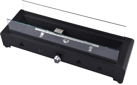 Aumotop Caminetto Portatile a Gas da Tavolo con Rocce Decorative in Vetro per Eleganza e Stile, Adatto per Uso Interno Ed Esterno, Resistente Struttura in Ferro e Vetro.