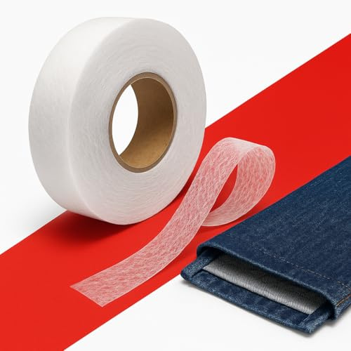 Iron On Hemming Tape 65m Long x 20mm Wide - No Sewing Wonder Web for Trousers, Jean, Curtains and Other Clothes, Strong Washable Adhesive Fabric Fusing Tape for Denim, Cotton and Polyester Hem Repair