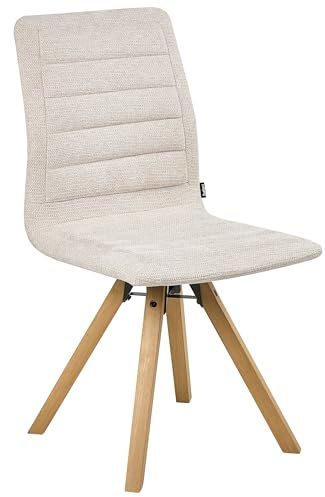 Beliani Esszimmerstuhl 2er Set Stoff Hellbeige mit Holzbeinen braun drehbar Rox