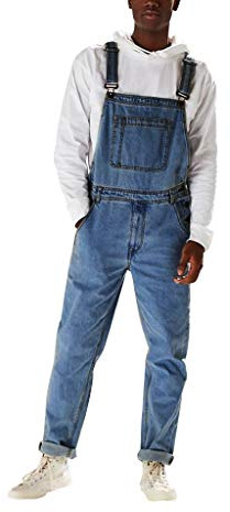 Salopette da lavoro da uomo, con protezione elasticizzata, elegante e larga, in jeans, taglie grandi, traspiranti, in denim con tasche multiple