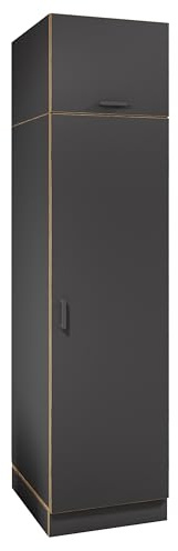 VCM Mehrzweck-Wäscheschrank, schmaler Stauraumschrank mit 4 Fächern & 2 Drehtüren, Maße Haushaltsregal H. 200 x B. 50 x T. 60 cm, Küchenschrank Rislo BD XXL
