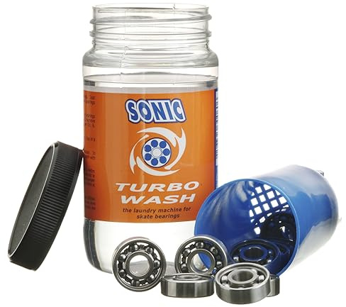 SONIC Turbo Wash, Complete Skate Bearing Cleaning Kit includes 8 oz Citrus Cleaner, Inline Skates, Roller Skates, Skateboards, Patented, Made in USA
