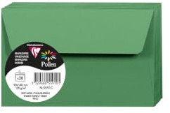 Clairefontaine 5591C - Packung mit 20 Umschläge Pollen, 90 x 140 mm, 120g, ideal für Einladungen und Korrespondenz, Tannengrün, 1 Pack