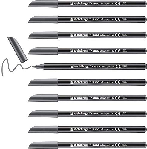 edding 1200 colour pen fine - green - 10 pens - round tip 1 mm - felt-tip pen for drawing and writing - for school or mandala