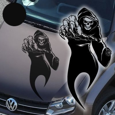 A765 Autoaufkleber Reaper Skull 60cm x 31cm schwarz (erhältlich in 49 Farben und 4 Größen)