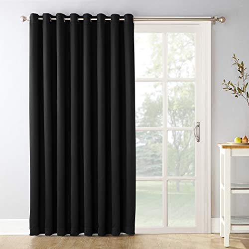 Sun Zero Easton occultant Patio Porte Panneau de Rideau, 254 x 213,4 cm, Orge Marron, Noir, 100 x 84