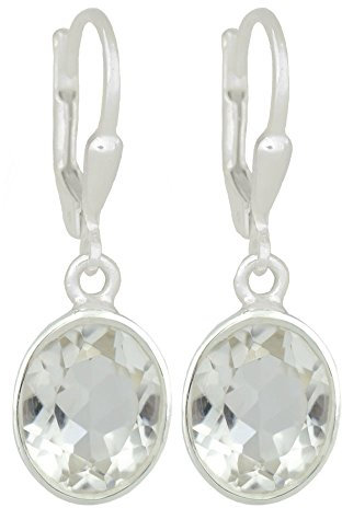 I-be, Bergkristall facettiert Edelstein Ohrringe oval, 925 Silber, Gesamtlänge 3 cm im Geschenketui, 390722 k KB