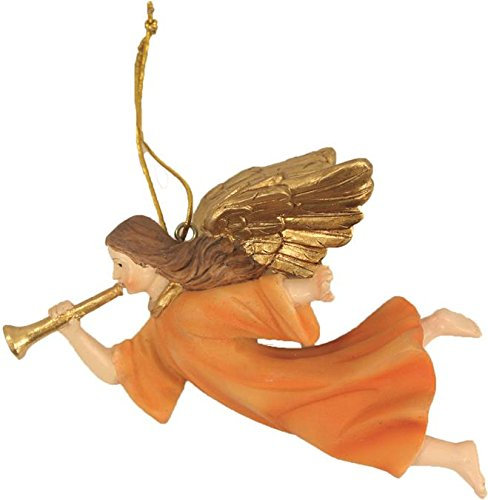 Krippenfiguren, Engel fliegend, mit Posaune für 12-15cm Figuren (44635092257)