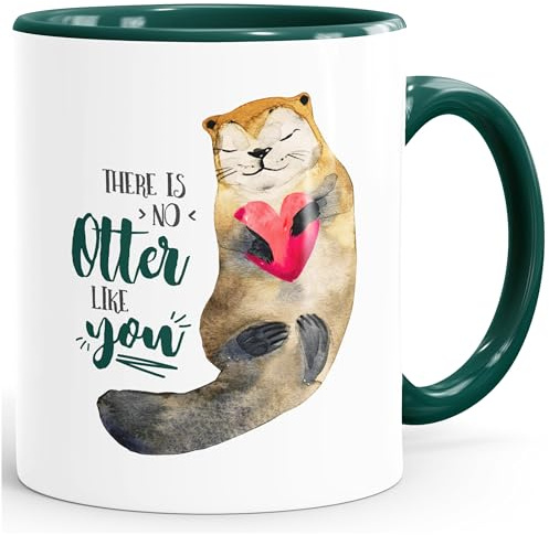 MoonWorks Kaffee-Tasse There is no otter like you Liebe Spruch Geschenk-Tasse Love Quote lustig verliebt Freund Freundin Gruen unisize