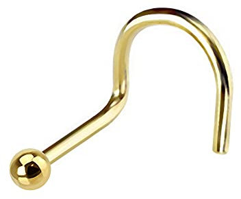 Monster Piercing | 9K Gold Echtgold | Nasenpiercing Nasenstecker Stud | Stabstärke: 20G (0,8 mm) | Stablänge: 7mm | Kugelgröße: 2mm | Hypoallergen