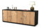 Stil.Zeit TV Schrank Lowboard Allegra, Korpus anthrazit matt, Front Holz Design Pinie (135x49x35cm), Push to Open Technik