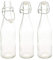 Clear 0.5 and 1 Litre Glass Bottles with Swing Top and Flip Lid for Drinks, Water, Oil, Vinegar and Wine (Clear 1 Liter, Set of 3)