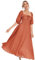 R.Vivimos Women's Polka Dot Slim Fit Half Sleeve Dresses Square Collar Long Midi Dress(Small,Orange)