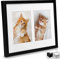 bomoe Bilderrahmen Collage für 2 Fotos 9x13 cm – Fotorahmen Collage aus Holz, Kunststoffglas, Metall-Aufhängung & Passepartout Multirahmen für Bilderrahmen Set – Bilderrahmen 9x13 Schwarz – Galeria