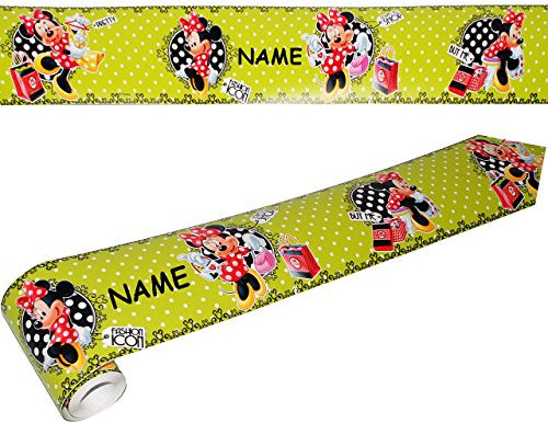 alles-meine.de GmbH Wandbordüre - selbstklebend - Minnie Maus - 5 m - incl. Name - Wandsticker/Wandtattoo - Bordüre Aufkleber Kinderzimmer - für Kinder Mädchen - Maus/Pla..
